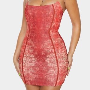 Red Snake Print Bodycon Dress